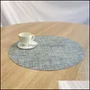 Tapis de tapis ronds en PVC décoratifs en vinyle pour table à manger, tapis de table en lin dans les accessoires de cuisine, tasse de dessous de verre, goutte Otq5R