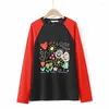 T-shirt da donna 2023 Ladies Spring Autumn Plus Size Top per donna Large manica lunga O-Collo Stampa T-shirt nera 3XL 4XL 5XL 6XL