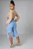 Damskie dżinsy damskie dziurę zrytającą misją elastyczną talię elastyczną flary dżinsko dżinsowe spodnie seksowne modne spodnie High Street 2023