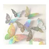 Muurstickers 3D -effect kristallen vlinders sticker mooie vlinder vlinder voor kinderkamer sticker home decoratie drop levering tuin otien