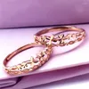 Pierścienie klastra 585 Purple Gold 14k Rose Star Engagement dla kobiet japońskich i koreańskich luksusowych delikatnej biżuterii