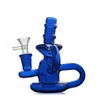 Mini Hookah Glass Oil Bong Bong Dabber Recycler Dab Rig Rig Water Bongs Fumaça Tubo de fumaça 14,4 mm Junta feminina com o tubo de queimador de óleo de vidro macho e tigela seca de ervas