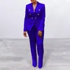 Frauen Zweiteilige Hose Gerade 2 Teile/satz Chic Lady Slim Fit Revers Büro Blazer Anzug Set Warme Pattentaschen für Urlaub