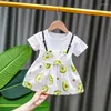 Fille Robes DIIMUU 0-3 Ans D'été Bébé Filles Robe Vêtements Nourrissons Casual Tops Enfants À Manches Courtes Coton Mélange De Mode