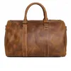 Sacs polochons haut de gamme Vintage marron noir épais en cuir véritable affaires hommes femmes sac de voyage femme mâle GYM Messenger Duffle M1028