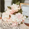 Flores decorativas Hidrangea de seda cabeças com caules Champagne Flor artificial Diy Mesa de casamento Centropipa Casa Party Baby Shower Decor Decor