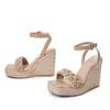 Sandals 2023 Summer Fashion Elegant Sandles Women 12.5cm High Heels Wedges 3.5cm Platform Party Gladiator Lady Leather Shoes