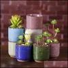 Planters Pots Ice Crack Flower Succent Garden Plants Pot Mini Thumb Desk Office Flowerpots Ceramic High Quality 3 Ty Bvkk Drop Del Otnbh