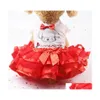 Vestido de vestuário para cães Tutu Tutu Lace Dress Cut Fruit Princess Summer Roupas respiráveis ​​Faculdade de festa Drop Drop Home Garden Supplies Dhlkj