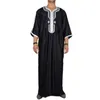 Ethnische Kleidung Muslimische Robe Kaftan Kaftan Männer Mittellange Ärmel Atmungsaktiv Eid Naher Osten Jubba Thobe Kleid GeschenkEthnisch