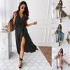 Casual Dresses 2023 Fashion Polka Dot Split Boho Dress V-Neck Women Beach Vacation Long Vestido de Mujer