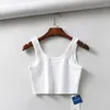 Serbatoi da donna Sexy Women Summer Crop Top senza maniche Corto in cotone con colletto a U Barra lavorata a maglia