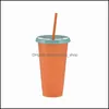 Gobelets 24Oz Plastique Changement de Couleur Tasse Pp Matériau Température Sensation Tasses Magique Avec Couvercle Et St Tasse À Boire 5 5Hb H19 Drop Deli Otm7T