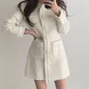 Sukienki swobodne 2023 AUTUMN DIGLEEVEED STELE Korean Elegancka elegancka okrągła szyja design single-elegancki talia Tweed sukienka