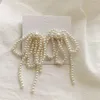Dangle Earrings Korean Tassel Bow Handmade Pearl Beads Long Earring For Women Wedding Fashion Jewelry Temperament Ear Rings
