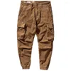 Pantalons pour hommes Style japonais rétro salopette en velours côtelé hommes automne et hiver épais tout-Match pantalon décontracté noué à la cheville