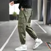 Calça masculina chique na primavera de vários bolsos aba bolso de estilo japonês masculino hip hop para o trabalho
