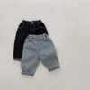 Jeans Autunno Inverno Bambini Unisex Tinta unita Stile coreano Ragazzi Ragazze Moda Pantaloni in denim tutto-fiammifero