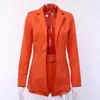 Ternos femininos femininos Mulheres de manga longa Cores sólidas Blazers sem botões 2023 Primavera Office Office Office Work Blazer Plus Tamanho Casual