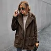 Women's Jackets Fleece Faux Fur Coat Casual Ladies Long Button Pockets Jacket Keep Warm Female Winter Sleeve Womens Outerwear 8051012