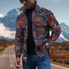 Giubbotti da uomo 2023 Autunno Streetwear Moda Uomo Abbigliamento Retro Harajuku Anacardi Fiori Stampa Giacca da uomo Bavero con bottoni Tasca Cappotto Giacca a vento