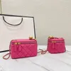 Feminino Pérola Dourada Mini Estojo Cosmético Cosmético Cordeiro Moedas Bolsa Vintage Acolchoado Metálico Ferragens Carteiras Designer Vanity Card Titular Batom Caixa 12/18CM