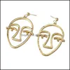 Stud ansikte ￶rh￤nge ￶ron smycken abstrakt hand dingle ￶rh￤ngen flickor uttalande sl￤pp leverans dhmkh