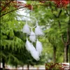 Kunst- en ambachten originaliteit Studie Room Droom Net vanger Home Meubels Wandhangende Wind Chime Natural Colorf Fluff Feather Handma Dhlw7