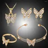 Necklace Earrings Set 5pcs Rhinestone Butterfly Jewelry