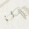 Hoop Earrings & Huggie Crystal Cartilage Ear 3pcs Set Ring Leaf CUFF Fake Clip On CuffHoop