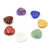 Stone 22mm Heart Love Symbol Chakra Set Reiki Natural Crystal Stones Polering Rock Quartz Yoga Energy Bead Healing Decoration Drop DHM06