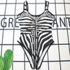 Baddräkt i ett stycke för kvinnor Zebratryck Bodysuit Baddräkt ärmlös för strandkläder resor och semester