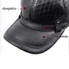 Caps de bola homens homens homens de couro de inverno Casual Casual Capinho de beisebol ajustável Com Tab Protection Ear Protection Casquette ao ar livre Gorras