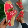 Sandalen Damen Damenschuhe Strand Hohle Blume Keilplattform Römischer Stil Damen 2023