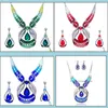 Earrings Necklace Bridesmaid Jewelry Set For Wedding Platinum Plated Austrian Beautifly Party Sets Drop Delivery Dhmky