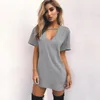 Camisetas femininas cair de navio mini vestido garçante vsheck v-deco