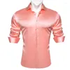 Mäns avslappnade skjortor Elegant Coral Pink Wedding Men Shirt Spring Autumn Long Sleeve Turn-Down Collar Groom Party Designer Barry.Wang Cy-540