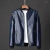 Herrenjacken Lederjacke Bomber Motorrad Männer Biker PU Baseball Plus Größe Kausaler Vintage Schwarz Taschen Reißverschluss