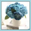 Couronnes De Fleurs Décoratives 6 Têtes Artificielle Rose Pivoine Soie Bouquet De Fleurs Festival Saint Valentin Anniversaire Cadeau De Mariage Maison Dhuzd