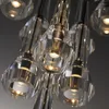 Chandeliers LED Postmodern Art Deco Copper Crystal Chandelier Lighting Lustre Suspension Luminaire Lampen For Dinning Room Foyer