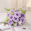 Decorative Flowers Silk Rose Artificial Flower Bride Holding Bouquets Wedding Decoration For Bedroom Home Decor Fake Valentine's Day