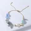 Strand Summer Trendy Pull Tie ketting Bracelet-Baroque Pearl Shell Natural Stone armbanden voor vrouwen kralen strengen