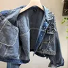 Damesjacks bezaaid hand klinknageldijenjas Vrouwen losse korte dames hoogwaardige jeans basic jassen student streetwear blauw