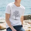 Men's T Shirts Cotton Linen Stitching Short Sleeve T-shirt For Men Casual White Print Tees 2023 Summer Thin Section Tops Male Clothing Y572