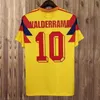 #10 Valderrama voetbalshirts Guerrero Colombia 1990 Retro uit rode klassieker ter herdenking van antieke collectie vintage thuis geel voetbalshirt