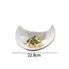 Plates European Ceramic Dinner Plate Pure White Crescent Decor Tabletop Fruit Salad Dish Restaurant Sashimi And Dishes