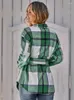 Damesjassen vrouwen herfst winter plaid jas met lange mouwen shirt met riem met riem een ​​enkele borting vrouwelijke casual overjas streetwear