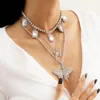 Ketten Mode Strass Schmetterling Anhänger Halskette Für Frauen Luxuriöse Kristall Layered Kette Party Schmuck Geschenk