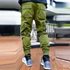 Calça Masculina Masculina Casual 2023 Cargo de Cor Sólida Para Multi-bolsos Grandes Calças Masculinas Cintura Alta Legal Simples Calça Esportiva Estações