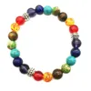 Strand Uomo Donna 7 Chakra Pietra mista Guarigione Prega Mala Bracciale Lava Rock Perline fai da te Gioielli Braccialetti di bilanciamento Fili di perline